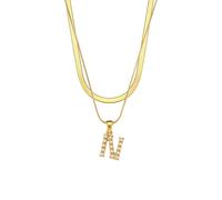 AEQEHVC Collana con lettera da donna, multistrato, alla moda, adatta per l'uso quotidiano, adjustable, Zirconia cubica
