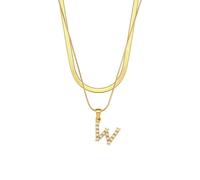 AEQEHVC Collana con lettera da donna, multistrato, alla moda, adatta per l'uso quotidiano, adjustable, Zirconia cubica