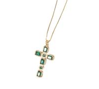 AEQEHVC Collana da donna con ciondolo a forma di croce multicolore, di lusso, bella e versatile, può essere indossata con qualsiasi stile, adjustable, Zirconia cubica