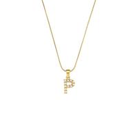 AEQEHVC Squisita collana di perle con lettera semplice sottile catena a serpente femminile adatta per l'uso quotidiano alla moda, adjustable, Zirconia cubica