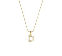 AEQEHVC Squisita collana di perle con lettera semplice sottile catena a serpente femminile adatta per l'uso quotidiano alla moda, adjustable, Zirconia cubica
