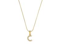 AEQEHVC Squisita collana di perle con lettera semplice sottile catena a serpente femminile adatta per l'uso quotidiano alla moda, adjustable, Zirconia cubica