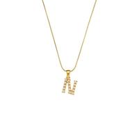 AEQEHVC Squisita collana di perle con lettera semplice sottile catena a serpente femminile adatta per l'uso quotidiano alla moda, adjustable, Zirconia cubica