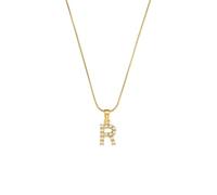 AEQEHVC Squisita collana di perle con lettera semplice sottile catena a serpente femminile adatta per l'uso quotidiano alla moda, adjustable, Zirconia cubica