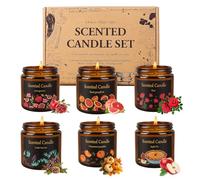 Aeraroma Candele Profumate Set di 6 Pezzi in Vetro, 600g Set di Candele Profumate in Cera di Soia Naturale, Regalo Set di Candele per Donne e Uomini, per Anniversario, Fidanzata, Natale