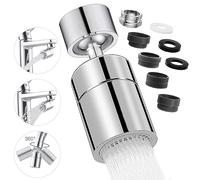 Aeratore Rubinetto Cucina, 360° Girevole Prolunga Rompigetto Rubinetto con 2 Modalità Aeratore Filtro Antispruzzo, 5 Tipi Adattatore Filettato doccetta per lavandino da cucina, lavello da bagno