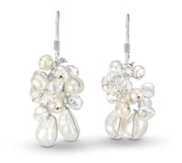 AeraVida Orecchini pendenti in argento Sterling con perle bianche d'acqua dolce coltivate sofisticate, gioielli di perle, orecchini a grappolo di perle bianche