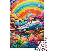 Aereo Arcobaleno Puzzle 1000 Pezzi Nuvole Colorate Gioco di Puzzle 1000 Pezzi Carta per Adulti Relax Famiglia Regalo 70x50cm/1000pcs