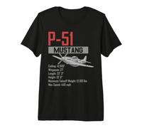 Aereo da Caccia Americano P51 Mustang della seconda Guerra Maglietta Premium