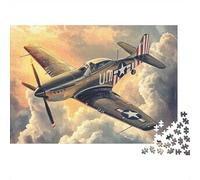 Aereo da Caccia Seconda Guerra Mondiale Puzzle 1000 Pezzi Carta Puzzle per Adulti Scena Cielo Gioco di Puzzle 1000 Pezzi Relax Famiglia Decorazione 70x50cm/1000pcs