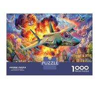 Aereo da Guerra sopra il Villaggio Puzzle da Assemblare Carta Resistente Aereo sopra il Villaggio Magico per Adulti Educativo Regalo di Compleanno 70x50cm/1000pezzi
