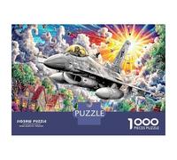 Aereo d'Attacco Puzzle da Assemblare Fai da Te Carta Premium Jet sopra il Villaggio Magico Stimolante Mentale Regalo per Calza di Natale 38x26cm/1000pezzi