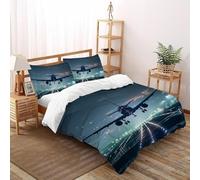 aereo di linea Set Di Biancheria Da Letto artee Copripiumino 2 Pezzi Morbidezza Cotone Per Coppia Adulti Doppia Con Cerniera E Federa Double（200x200cm）