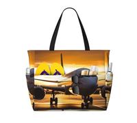 Aereo nella luce serale Borse da spiaggia per donna Borsa da spiaggia grande impermeabile e antisabbia Borsa da piscina Borse da cabina leggere con cerniera per palestra, viaggi e vacanze