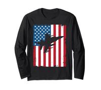 Aereo patriottico F 16 del 4 luglio American Flag Boys Kids Maglia a Manica