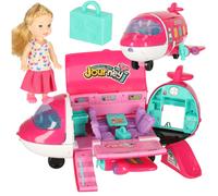Aereo per bambole 2 in 1 con accessori rosa