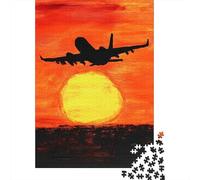 Aereo Puzzle 1000 Pezzi Carta per Adulti Tramonto Orizzonte Gioco di Puzzle 1000 Pezzi Relax Attenzione Regalo Decorazione Casa 70x50cm/1000pcs