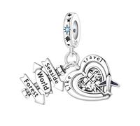 Aereo, Segno di Terra e Ciondolo Cuore D'amore, Fascino Braccialetto di Perline, Adatto per Bracciali da 3mm-4,5mm