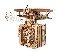 Aereo Steampunk Scatola Musicale Puzzle 3D Legno Adulti Kit Meccanico a Carica Manuale Decorazione Retrò e Hobby per Adulti