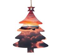 Aereo tramonti cielo stampa ornamenti di Natale in legno appeso albero di Natale casa festa camino decorazioni