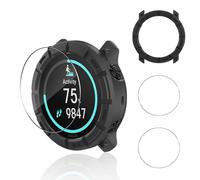 Aerku Custodia per Polar Vantage M3, Con 2 Pezzi 9H HD Anti Graffi Vetro Temperato Pellicola Protettiva, Custodia Protettiva Telaio Morbido Silicone Cover Protezione - Nero