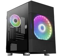 Aerocool Atomic ARGB Mini Tower PC Gaming Case with Temered Glass Window, 2 x ARGB Fans, 2 x USB 3.0, Supports Micro-ATX/Mini-ITX, Black ATOMICBK