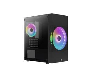 Aerocool ATOMICLITEBKV2, Case da Gioco Micro-ATX, Mesh Frontale+2 Ventole RGB, Nero