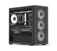 AeroCool D301A Mid-Tower Case, Gaming PC, Airflow ottimizzato, pannello frontale in rete in legno, design sottile, con 4 ventole RGB, compatibile con schede madri ASUS e MSI M-ATX, USB Type C, nero