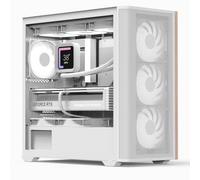 AeroCool D301A Mid-Tower Case, Gaming PC, Airflow ottimizzato, pannello frontale in rete in legno, design sottile, con 4 ventole RGB, compatibile con schede madri ASUS e MSI M-ATX, USB tipo C, bianco