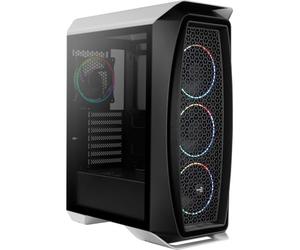 Aerocool Eclipse Mid Tower Case - Aero One PC Gaming Case 4 x 120mm ARGB Fans with 1-6 PC Fan Hub PWM Compatible, Mesh Front Tempered Glass Side Panel, Supports Liquid Cooling, Cables Included, White