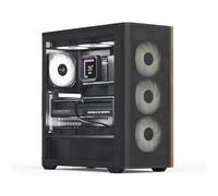AeroCool Custodia Mid Tower D501A, parte anteriore in rete con accenti in legno, supporto radiatore da 360 mm, 11 slot per ventole, GPU 400 mm, ATX/m-ATX/Mini-ITX, filtri antipolvere magnetici,