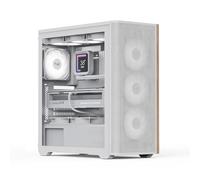 AeroCool Custodia Mid Tower D501A, parte anteriore in rete con accenti in legno, supporto radiatore da 360 mm, 11 slot per ventole, GPU 400 mm, ATX/m-ATX/Mini-ITX, filtri antipolvere magnetici,