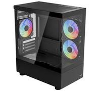AeroCool Viewport - Mini Tower Case per PC da gioco, Airflow ottimizzato, con 3 ventole RGB, compatibile con schede madri Micro-ATX e Mini-ITX, pannello frontale e laterale in vetro temperato, colore: