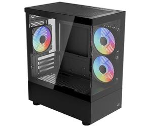 AeroCool Viewport - Mini Tower Case per PC da gioco, Airflow ottimizzato, con 3 ventole RGB, compatibile con schede madri Micro-ATX e Mini-ITX, pannello frontale e laterale in vetro temperato, colore: