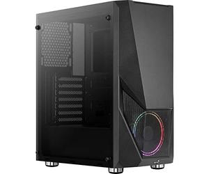 AeroCool Zauron Saturn Mid Tower PC Gaming Case with Tempered Glass Window, 12 cm FRGB Fan, 2 x USB 3.0, Supports ATX/Micro-ATX/Mini-ITX, Black ZAURONBK