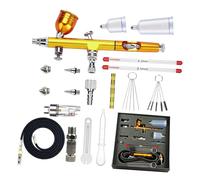 Aerografo 0.2/0.3/0.5mm Alimentazione Gravitazionale Doppia Azione Airbrushing Kit di Vernice Set Kit Aerografia Kit di pittura ad aerografo