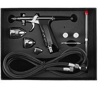 Aerografo a Doppia Azione Alta Precisione con 3 Ugelli Intercamb. 0,3mm/0,5mm/0,8mm e 3 Tazze per Modelli Abbigliamento Pelle Auto