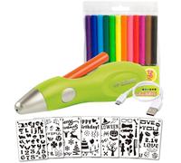 AEROGRAFO BAMBINI VERDE SET 20 PEZZI COLORI ACCESSORI FACILE USO SICURO CREATIVI