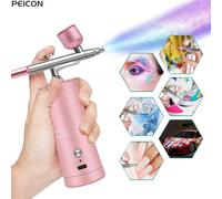 Aerografo con compressore Aerografo per verniciatura Mini pistola a spruzzo per verniciatura Kit aerografo per pistola a vernice elettrica wireless con compressore Pink