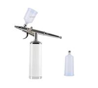 Aerografo con kit compressore Mini 25 Psi 0,3 mm Ugello Trigger Gun Nail Art Design Tattoo Controllo Preciso(METU40 B White)