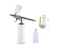Aerografo con kit compressore Mini 25 Psi 0,3 mm Ugello Trigger Gun Nail Art Design Tattoo Precisione Senza Sforzo Spruzzo Uniforme(METU40 C White)