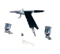 AEROGRAFO MINI A LEVA PISTOLA ACCESSORI MODELLISMO 2 SERBATOI NAILART ACCIAIO