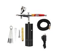 Aerografo portatile Auto Mini Air Brush Top Gun con kit compressore Silenzioso Art Cake Nail Model Painting Tattoo Manicure Tool Precisione Senza Sforzo Spruzzo Uniforme(C-01)