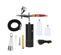 Aerografo portatile Auto Mini Air Brush Top Gun con kit compressore Silenzioso Art Cake Nail Model Painting Tattoo Manicure Tool Precisione Senza Sforzo Spruzzo Uniforme(D-01)