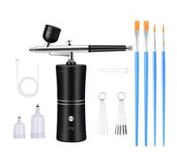 Aerografo portatile con compressore ricaricabile Air Brush Pistola a spruzzo Kit per Tattoo Nail Art (nero)