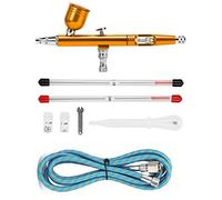 Aerografo Spray Gun Pneumatico 0,3mm, 7CC Rosso, Doppia Azione, Regolazione Spessore - Uso Multiplo, Facile Pulizia, Ideale per e Arte (Tipo 1)