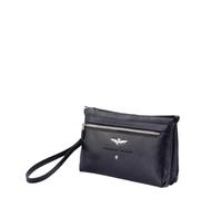Aeronautica Militare Clutch con gancio da polso, scomparto principale organizzato, tasche esterne ed una frontale. La particolare lavorazione del pellame conferisce al prodotto un gusto affascinante e