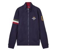 Aeronautica Militare Felpa in Cotone con Inserto Tricolore Blu Navy - XX-Large
