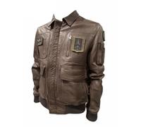 Aeronautica Militare Giubbino in pelle pilota PN0846 imbottito, da uomo, giacca, giubbotto Frecce Tricolori (IT, Testo, L, Regular, Regular, Marrone)