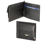 Aeronautica Militare Linea"Flag" Portafoglio Uomo con fermasoldi Nero AM 110 11x9x2 cm
